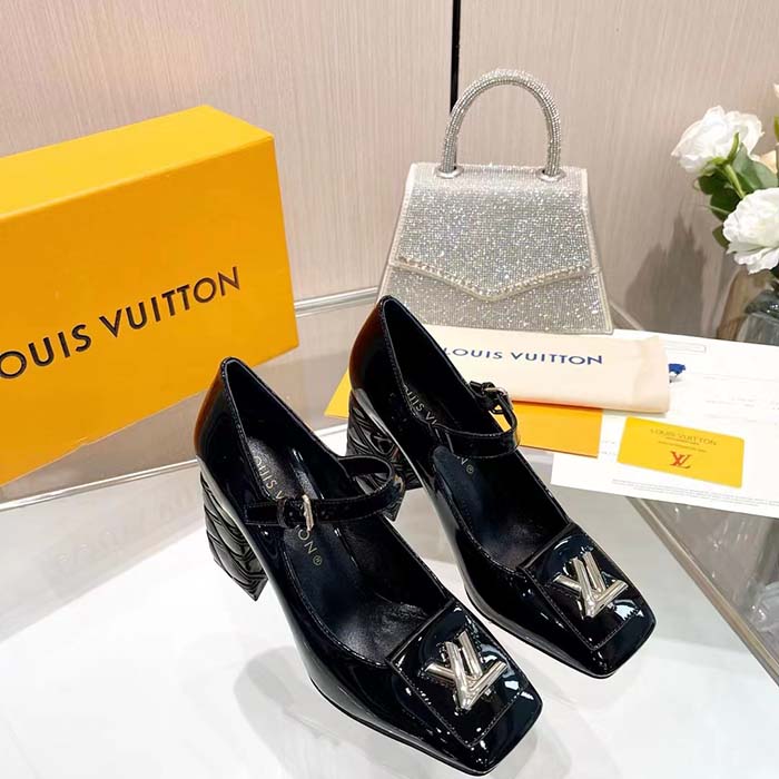 Louis Vuitton Women LV Shake Pump Black Patent Calf Leather 9.5 CM Heel