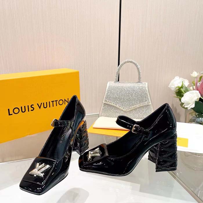 Louis Vuitton Women LV Shake Pump Black Patent Calf Leather 9.5 CM Heel