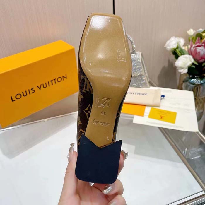Louis Vuitton Women LV Shake Pump Brown Monogram Flower Canvas 5.5 CM Heel