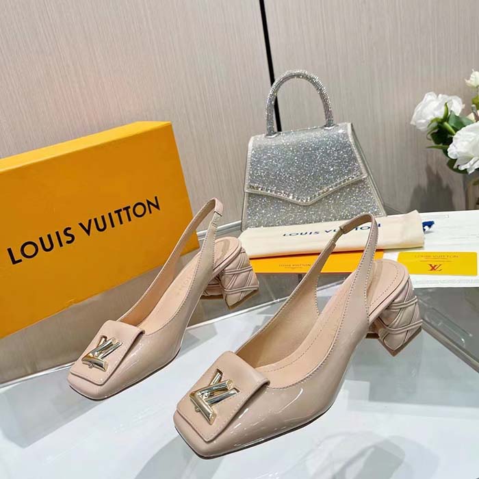 Louis Vuitton Women LV Shake Slingback Pump Beige Patent Calf Leather