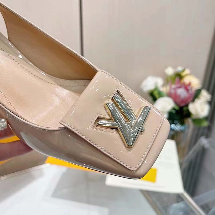 Louis Vuitton Women LV Shake Slingback Pump Beige Patent Calf Leather
