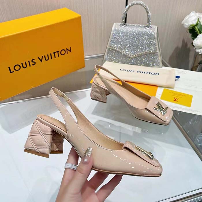 Louis Vuitton Women LV Shake Slingback Pump Beige Patent Calf Leather