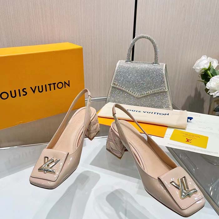 Louis Vuitton Women LV Shake Slingback Pump Beige Patent Calf Leather