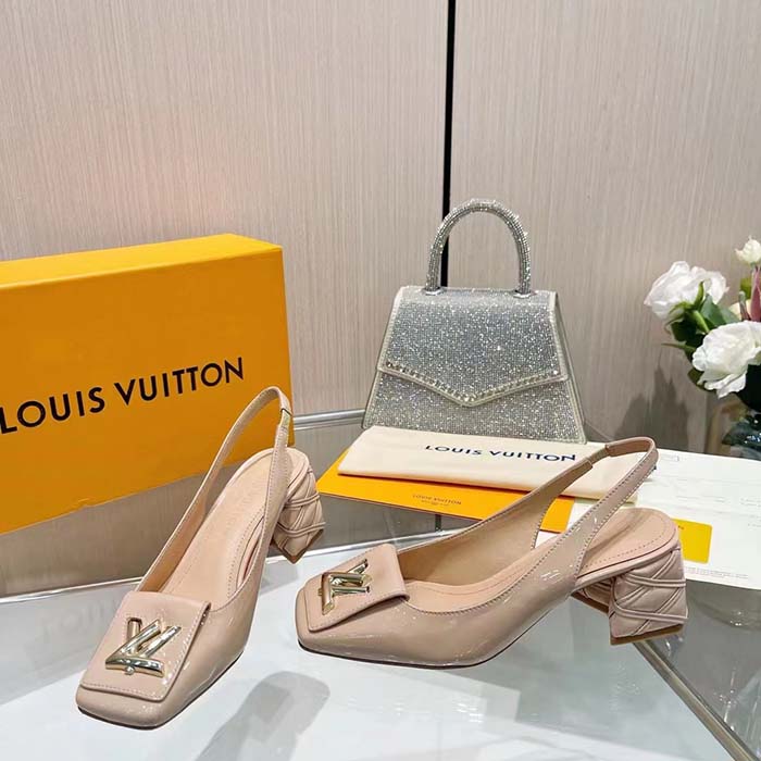 Louis Vuitton Women LV Shake Slingback Pump Beige Patent Calf Leather