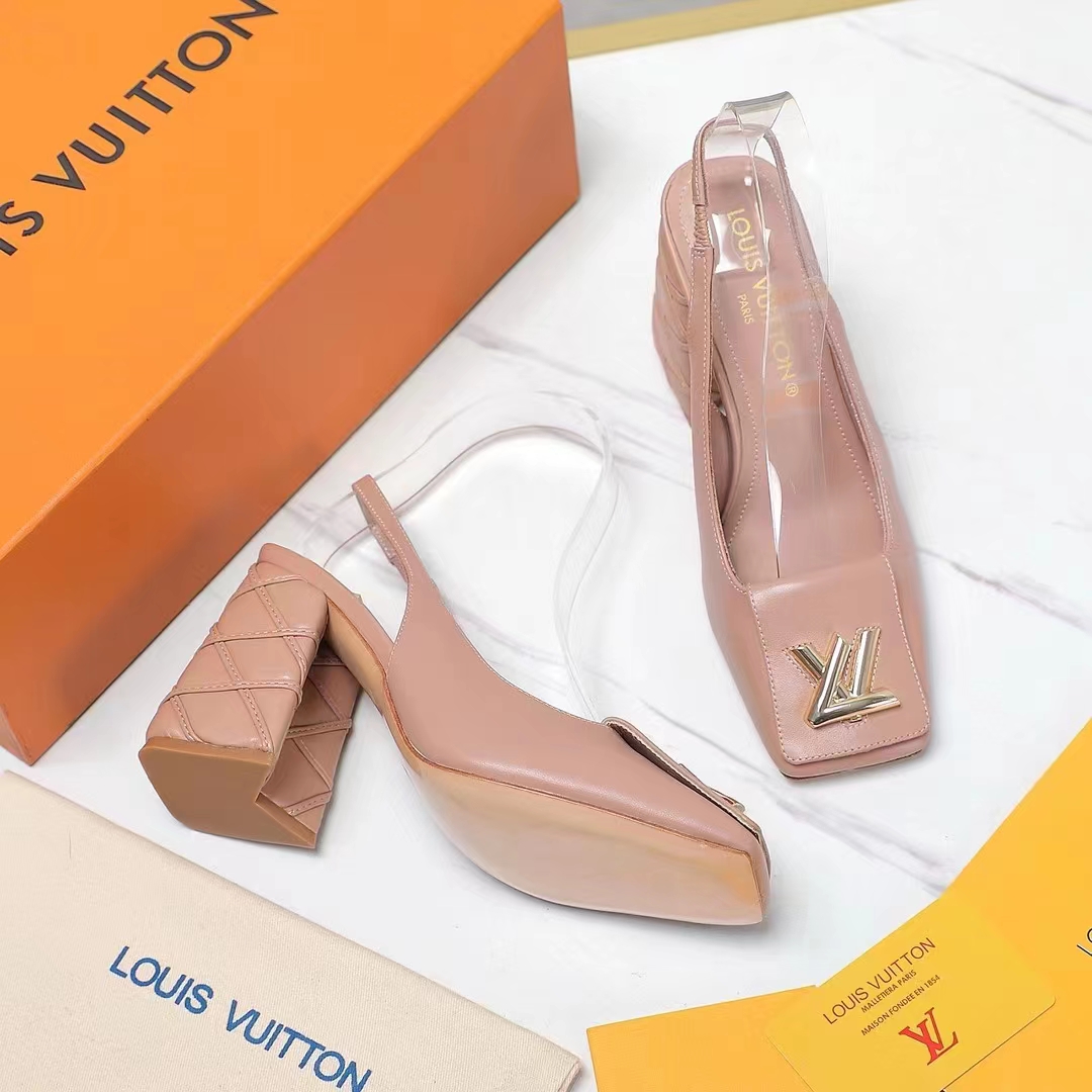 Louis Vuitton Women LV Shake Slingback Pump Beige Rose Lambskin Leather 1AC9WN