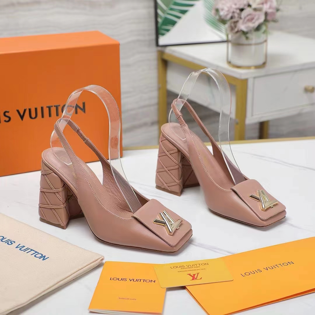 Louis Vuitton Women LV Shake Slingback Pump Beige Rose Lambskin Leather 1AC9WN