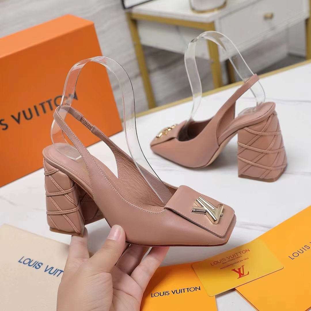 Louis Vuitton Women LV Shake Slingback Pump Beige Rose Lambskin Leather 1AC9WN