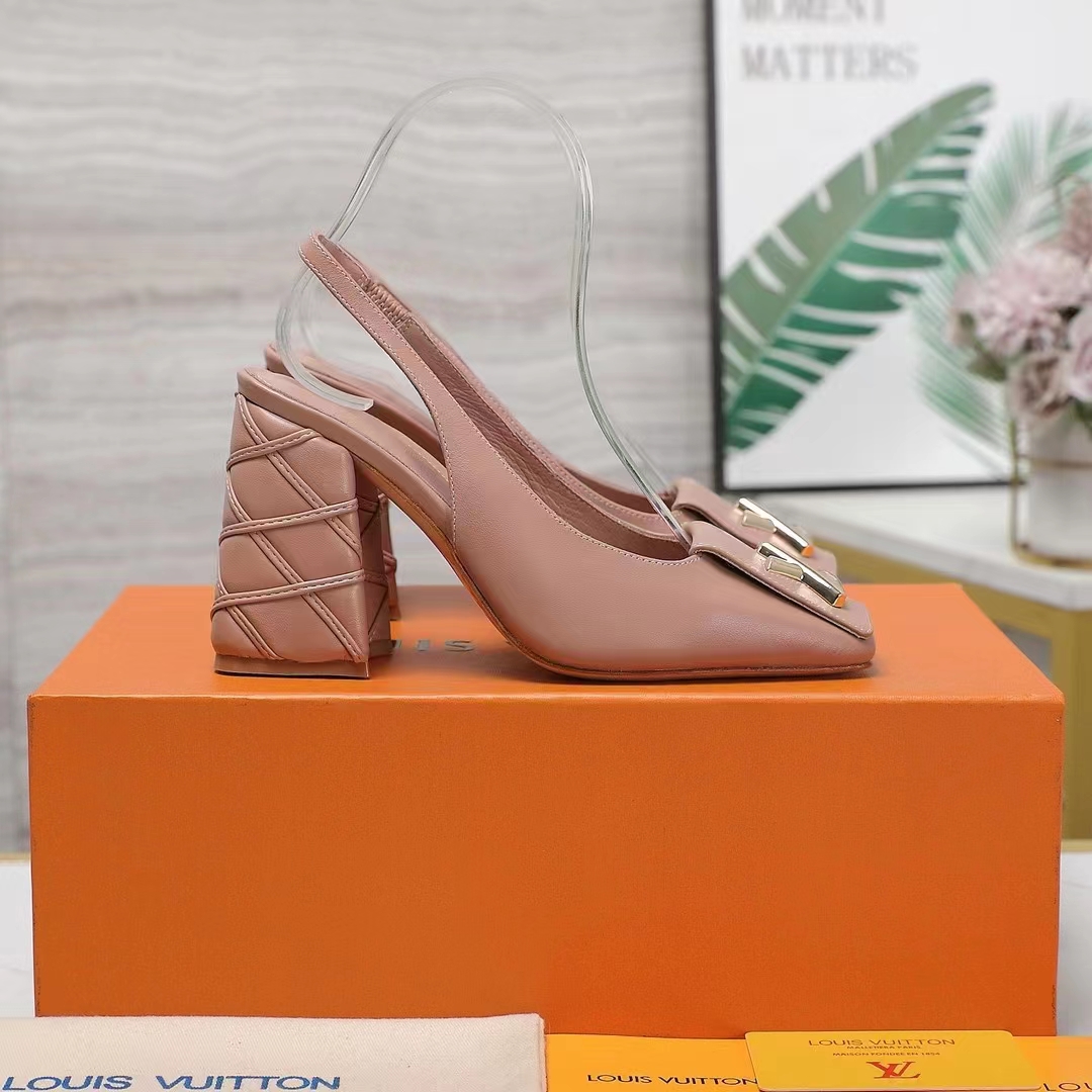 Louis Vuitton Women LV Shake Slingback Pump Beige Rose Lambskin Leather 1AC9WN