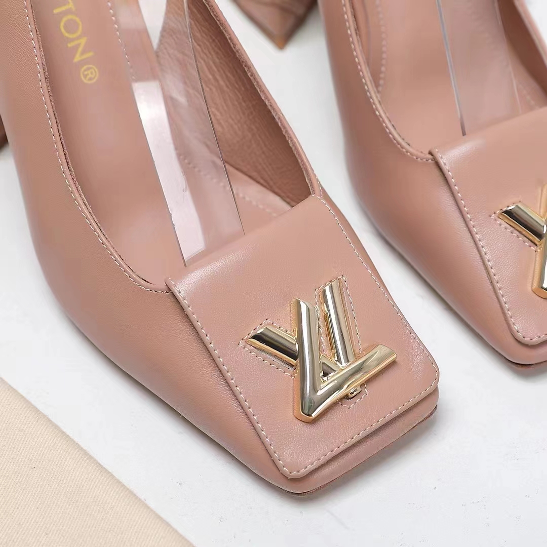 Louis Vuitton Women LV Shake Slingback Pump Beige Rose Lambskin Leather 1AC9WN