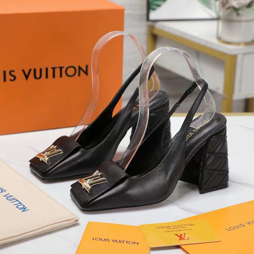 Louis Vuitton Women LV Shake Slingback Pump Black Lambskin Leather 1ACB32