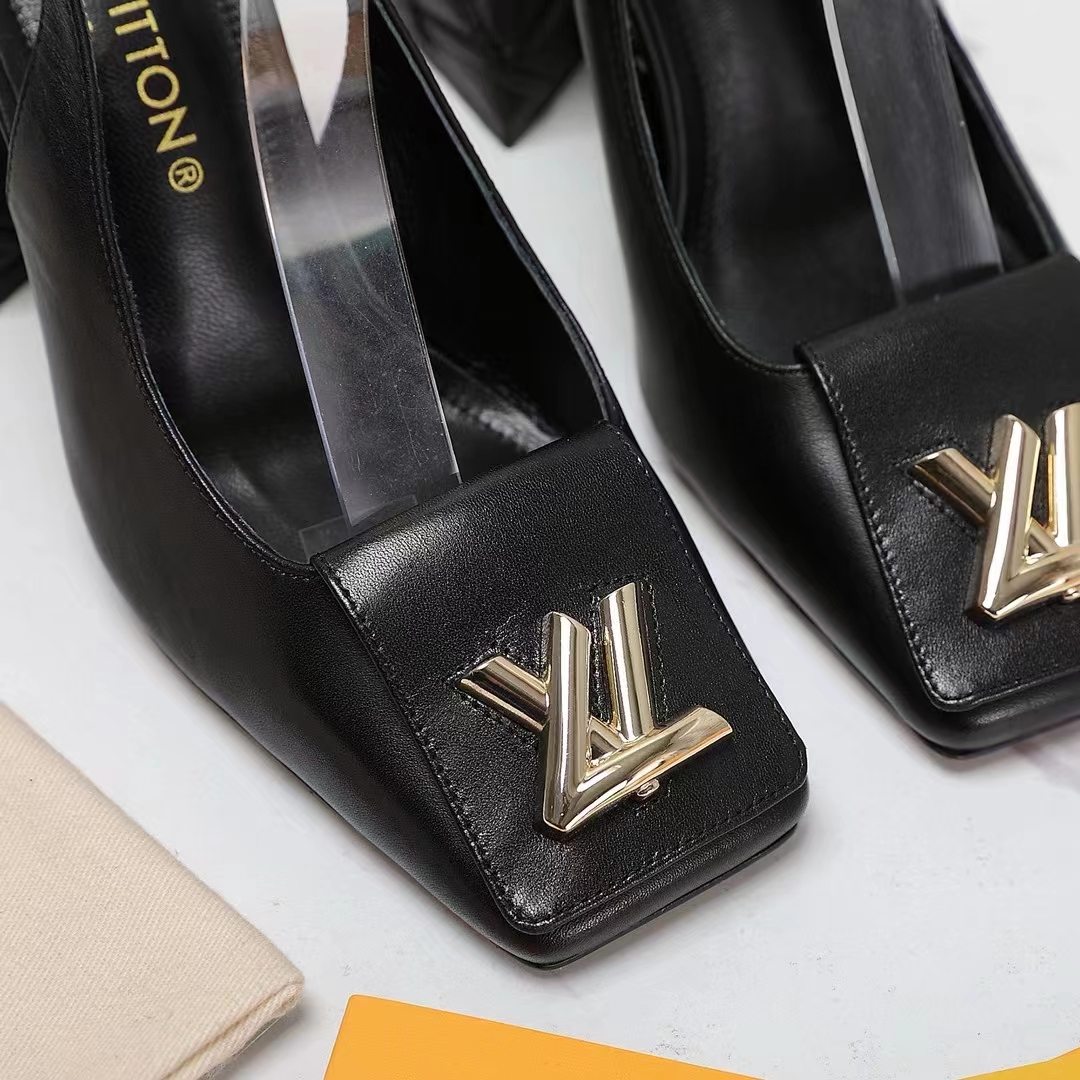 Louis Vuitton Women LV Shake Slingback Pump Black Lambskin Leather 1ACB32