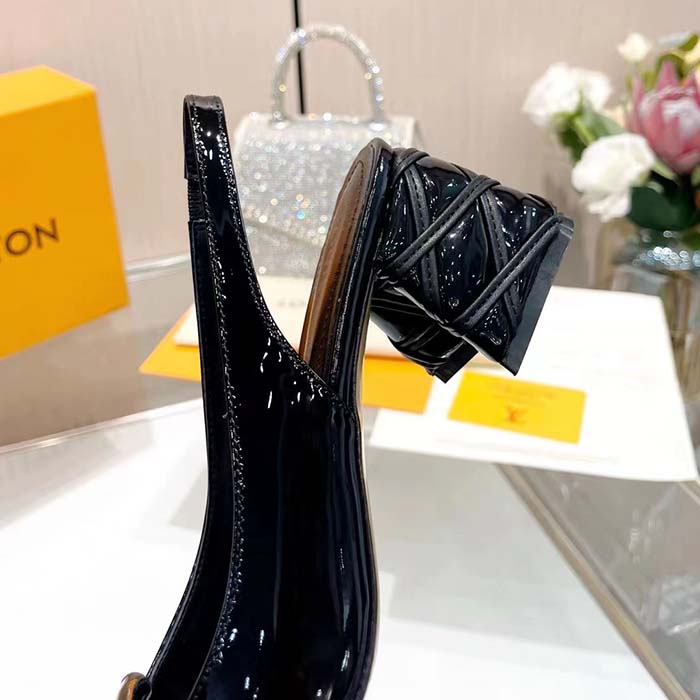 Louis Vuitton Women LV Shake Slingback Pump Black Patent Calf Leather