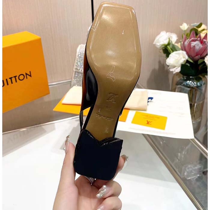 Louis Vuitton Women LV Shake Slingback Pump Black Patent Calf Leather