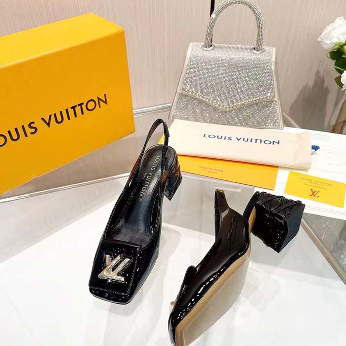 Louis Vuitton Women LV Shake Slingback Pump Black Patent Calf Leather