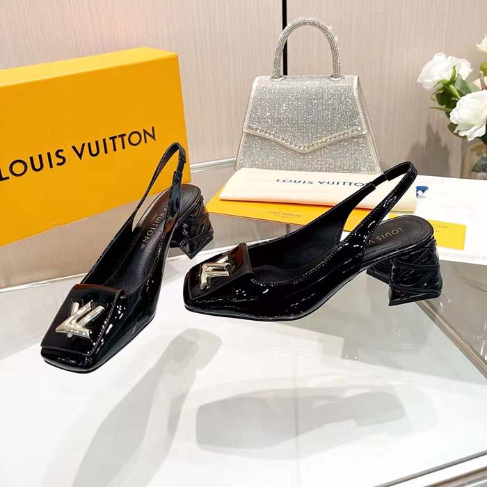 Louis Vuitton Women LV Shake Slingback Pump Black Patent Calf Leather