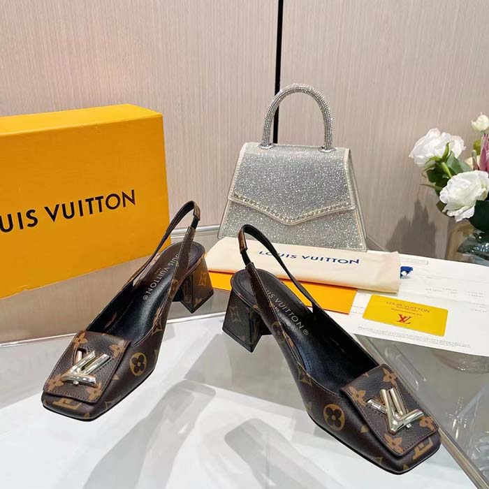 Louis Vuitton Women LV Slingback Pump Brown Monogram Flower Canvas
