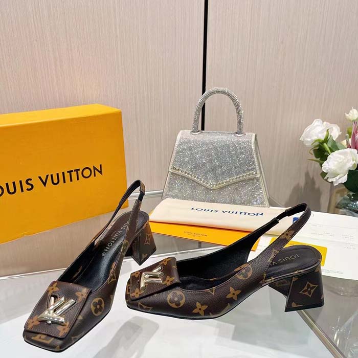 Louis Vuitton Women LV Slingback Pump Brown Monogram Flower Canvas