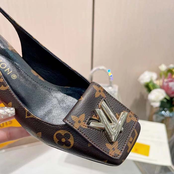 Louis Vuitton Women LV Slingback Pump Brown Monogram Flower Canvas