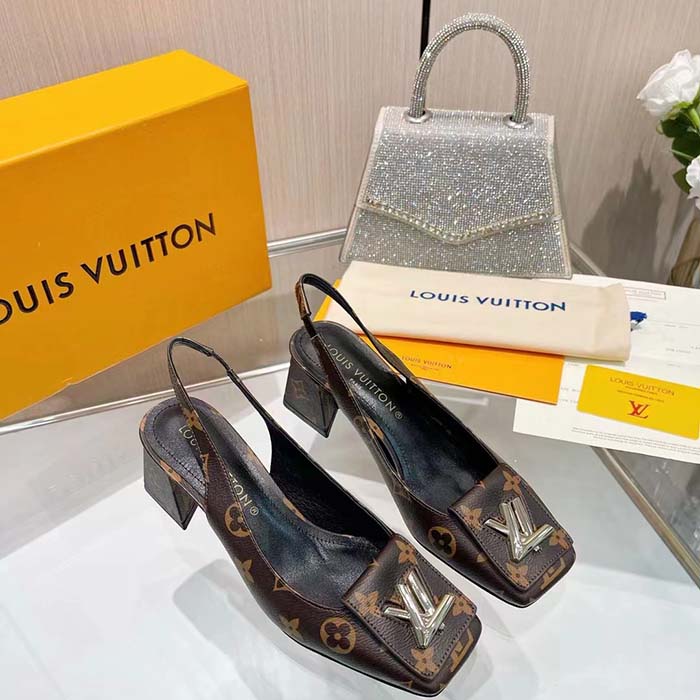 Louis Vuitton Women LV Slingback Pump Brown Monogram Flower Canvas