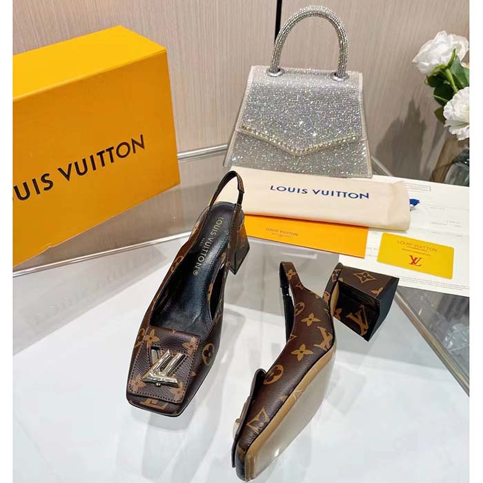 Louis Vuitton Women LV Slingback Pump Brown Monogram Flower Canvas