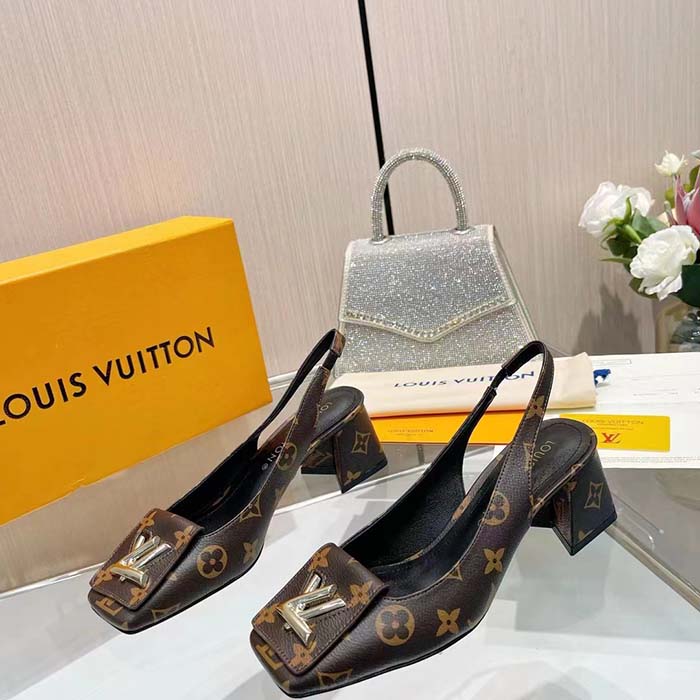 Louis Vuitton Women LV Slingback Pump Brown Monogram Flower Canvas