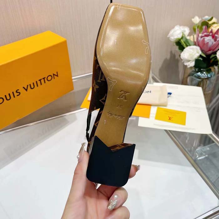 Louis Vuitton Women LV Slingback Pump Brown Monogram Flower Canvas