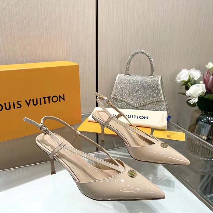 Louis Vuitton Women LV Stellar Slingback Pump Beige Glazed Patent Calf Leather