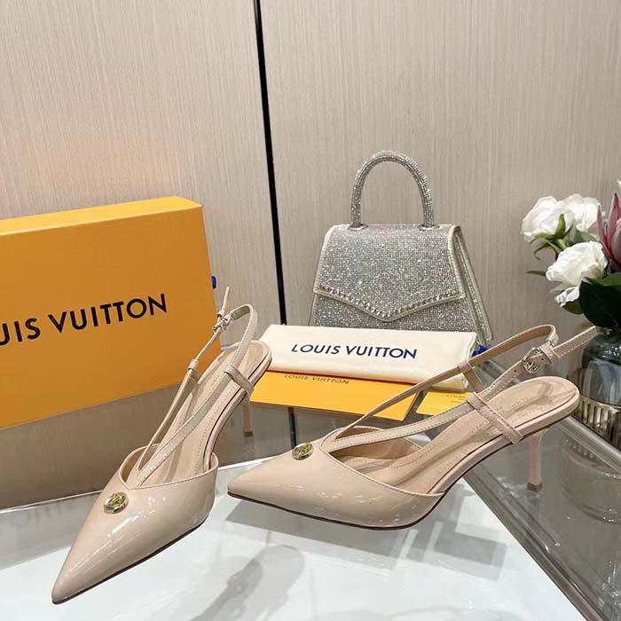 Louis Vuitton Women LV Stellar Slingback Pump Beige Glazed Patent Calf Leather