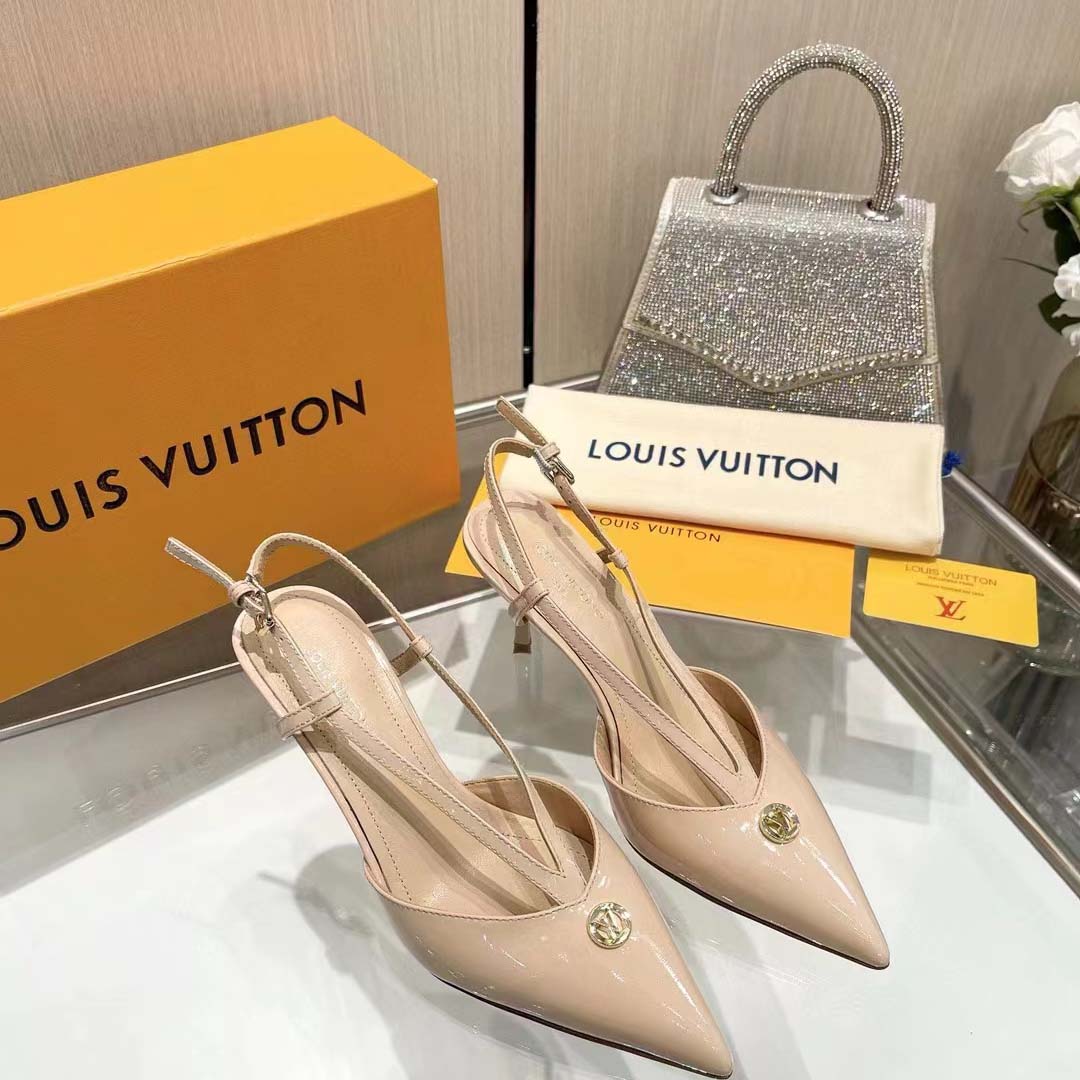 Louis Vuitton Women LV Stellar Slingback Pump Beige Glazed Patent Calf Leather