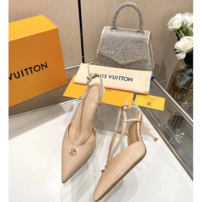 Louis Vuitton Women LV Stellar Slingback Pump Beige Glazed Patent Calf Leather