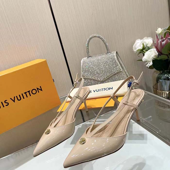Louis Vuitton Women LV Stellar Slingback Pump Beige Glazed Patent Calf Leather