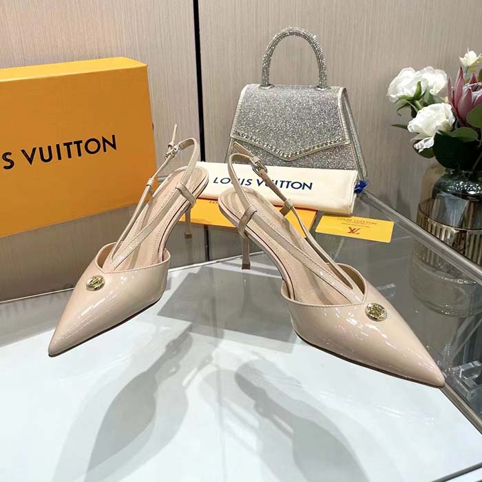 Louis Vuitton Women LV Stellar Slingback Pump Beige Glazed Patent Calf Leather