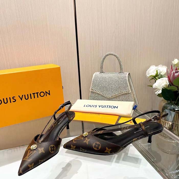 Louis Vuitton Women LV Stellar Slingback Pump Brown Monogram Canvas Low Heel