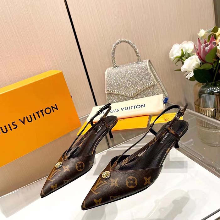 Louis Vuitton Women LV Stellar Slingback Pump Brown Monogram Canvas Low Heel