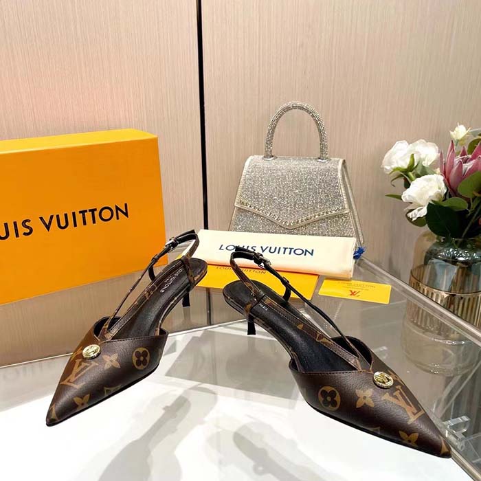 Louis Vuitton Women LV Stellar Slingback Pump Brown Monogram Canvas Low Heel