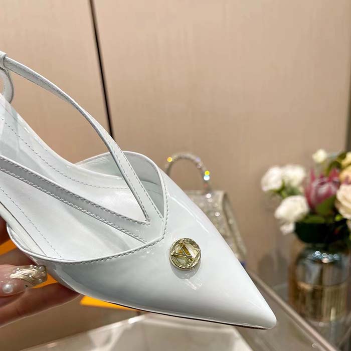 Louis Vuitton Women LV Stellar Slingback Pump White Glazed Calf Leather Low Heel