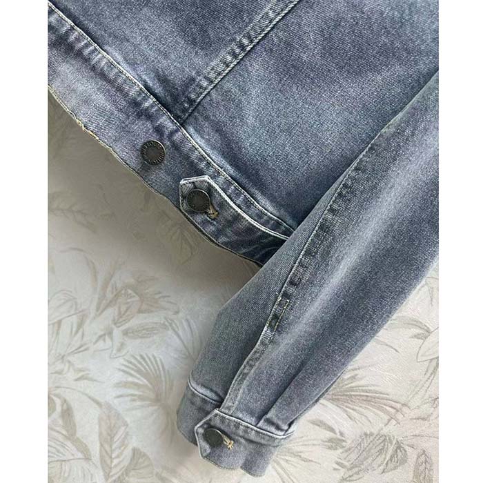 Louis Vuitton Women LV Velvet Accent Denim Jacket Cotton Blue Regular Fit 1AFEPJ