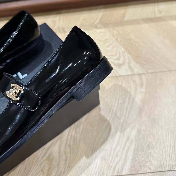 Chanel Women CC Mary Janes Patent Calfskin Black 2 CM Heel