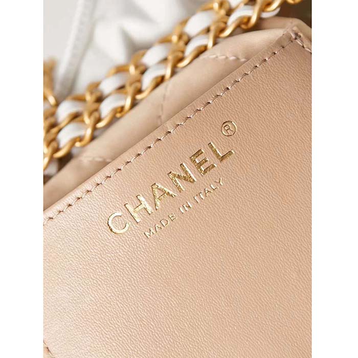 Chanel Women CC 22 Mini Handbag Metallic Shaded Calfskin White Leather