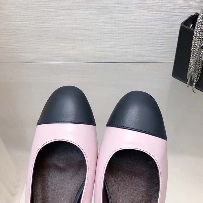 Chanel Women CC Slingbacks Calfskin Light Pink Dark Navy Blue