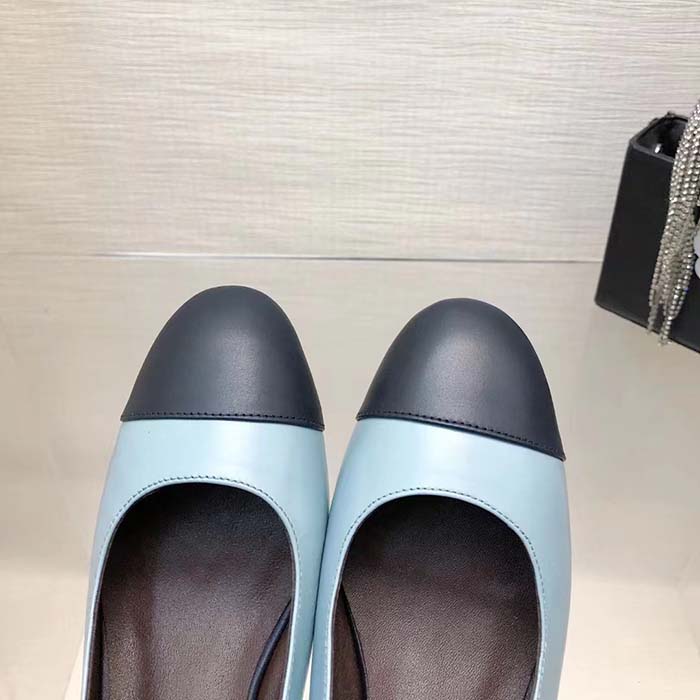 Chanel Women CC Slingbacks Calfskin Turquoise Dark Navy Blue