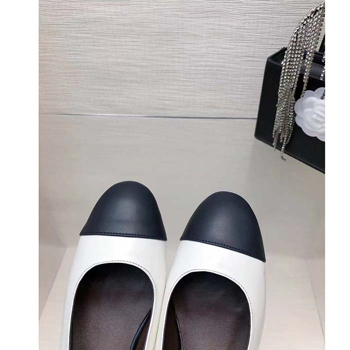 Chanel Women CC Slingbacks Calfskin White Dark Navy Blue
