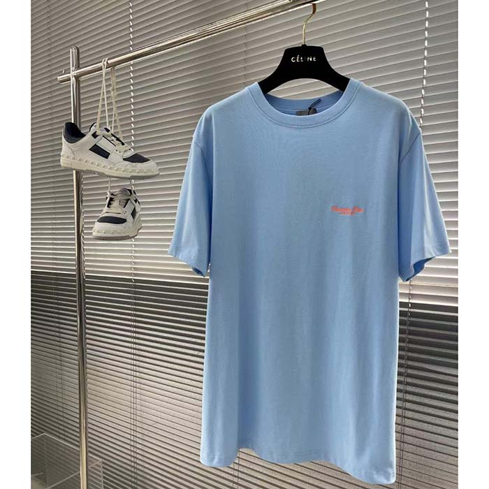 Dior CD Men Christian Dior Couture Relaxed-Fit T-Shirt Blue Cotton Jersey