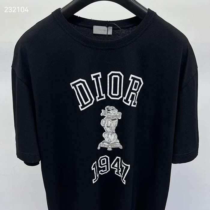 Dior CD Men Relaxed-Fit Bobby T-Shirt Black Slub Cotton Jersey