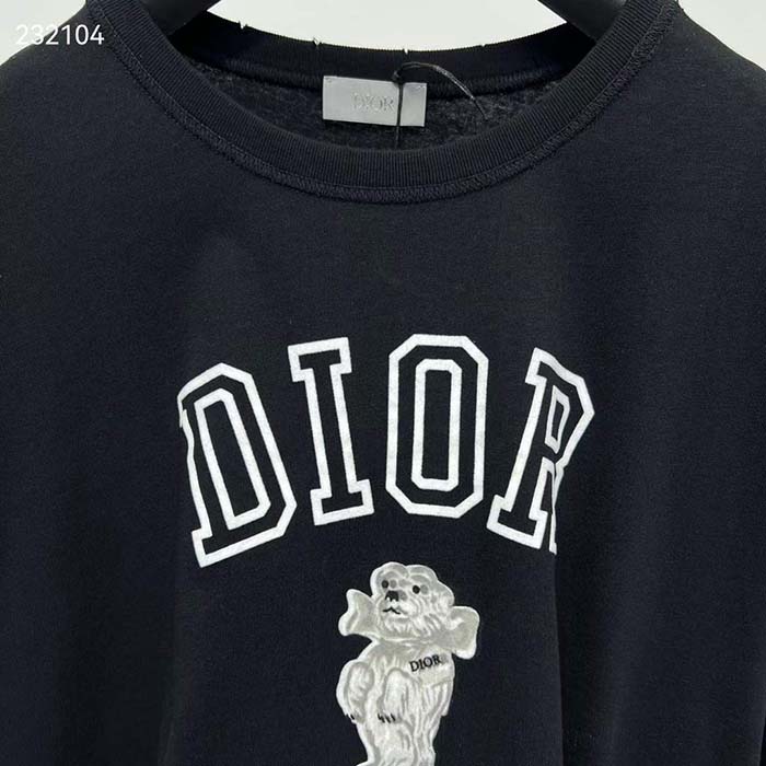 Dior CD Men Relaxed-Fit Bobby T-Shirt Black Slub Cotton Jersey