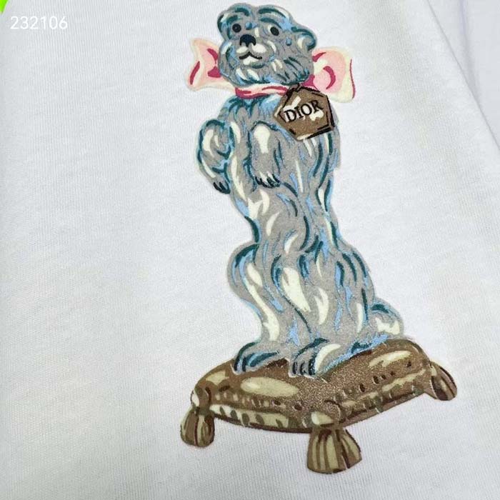 Dior CD Men Relaxed-Fit Bobby T-Shirt White Slub Cotton Jersey