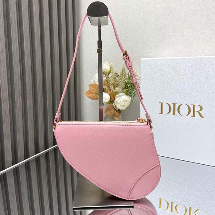 Dior CD Women Saddle Rodeo Pouch Melocoton Pink Goatskin