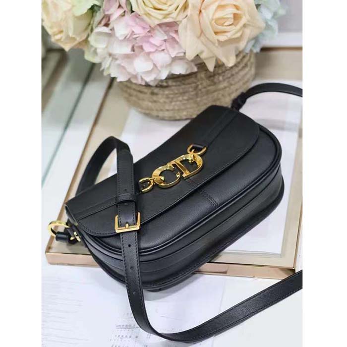 Dior CD Women Small CD Besace Bag Black Calfskin Leather