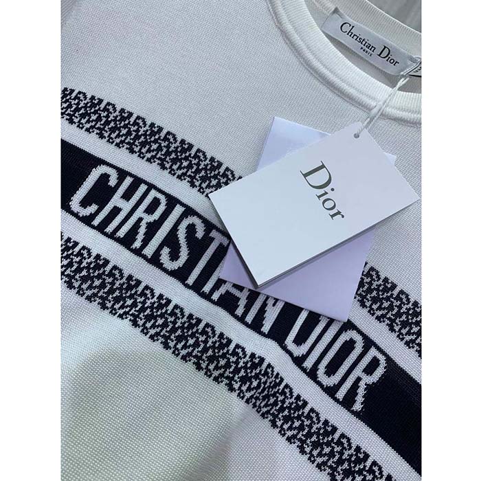 Dior CD Men T-Shirt White Navy Blue Cotton Jersey