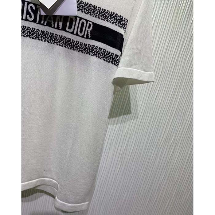 Dior CD Men T-Shirt White Navy Blue Cotton Jersey